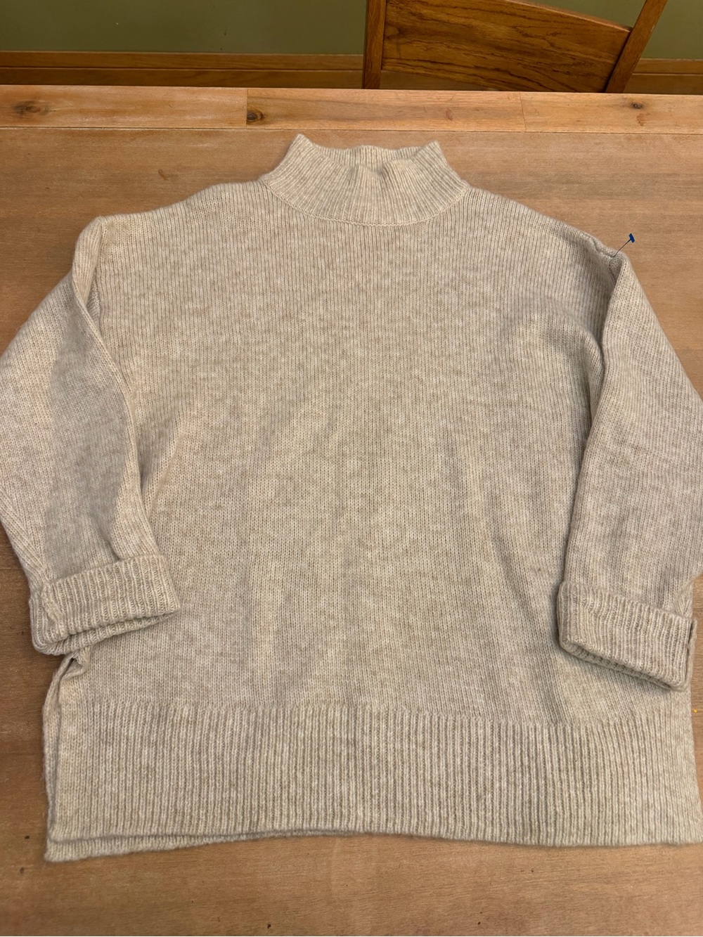 Topshop Oatmeal Ribbed Mock Neck Sweater